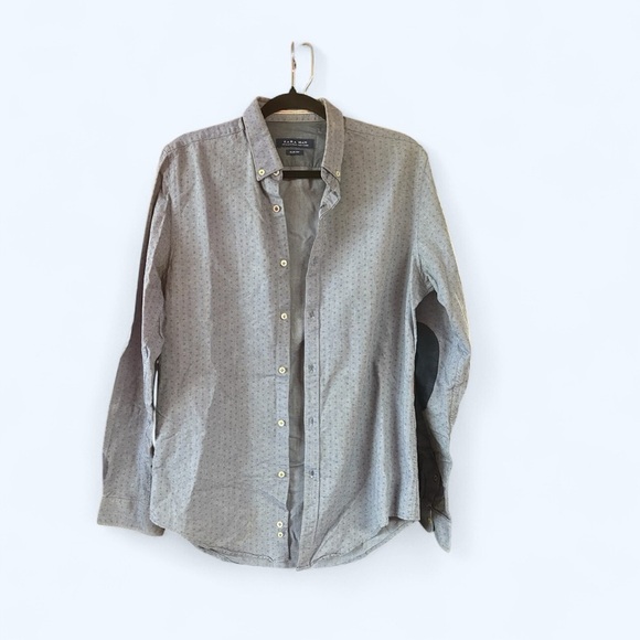 Zara Gray Casual Button Down Shirt - Picture 1 of 6